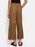 Jigsaw Cotton Broderie Trousers, Camel