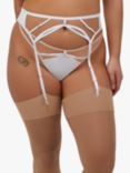 Playful Promises Ramona Strap Detail Illusion Mesh Suspender, White