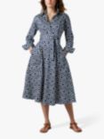 Jasper Conran London Blythe Geometric Print Full Skirt Midi Shirt Dress, Navy