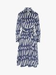 Jasper Conran London Blythe Abstract Print Full Skirt Midi Shirt Dress, Mid Blue