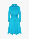 Jasper Conran London Blythe Full Skirt Midi Shirt Dress, Turquoise