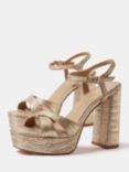 Mint Velvet Metallic Plissé Block Heels, Gold