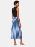 Whistles Crinkle Stripe Midi Skirt, Blue/Multi