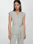 Mango Azalea Cotton Blend Jumpsuit, Pastel Grey