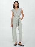 Mango Azalea Cotton Blend Jumpsuit, Pastel Grey