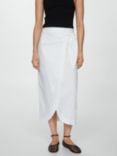 Mango Pareo Linen Wrap Skirt, White