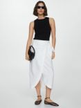 Mango Pareo Linen Wrap Skirt, White