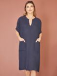 Yumi Italian Linen Tunic Dress, Navy