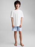 Mango Kids' Salt T-Shirt & Stripe Shorts Pyjamas Set, Natural White