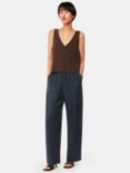 Whistles Elasticated Waist Linen Trousers, Navy