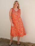 Live Unlimited Curve Floral Sleeveless Midi Dress, Orange/Multi
