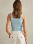 Reiss Dani Sweetheart Neck Rib Knit Vest Top, Light Blue