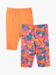 Frugi Kids' Laurie Organic Cotton Blend Cycling Shorts, Pack of 2, Blossom/Tangerine