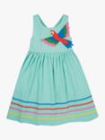 Frugi Kids' Phebe Organic Cotton Macaw Party Dress, Spring Mint/Multi