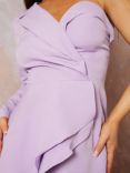 Chi Chi London Ruffle One Shoulder Blazer Mini Dress, Lilac