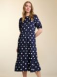 Manon Big Polka Midi Dress, Navy