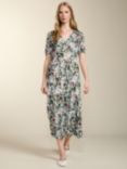 Baukjen Kaydence Abstract Floral Midi Dress, Green Marble