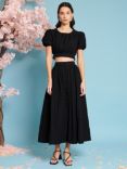Sister Jane Mara Floral Jacquard Midi Skirt, Black