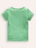 Mini Boden Kids' Mice Applique Puff Sleeve T-Shirt, Aloe Green