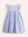 Mini Boden Kids' Flutter Pinapple Stripe Dress, Blue/Ivory