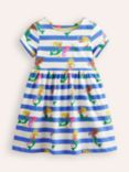 Mini Boden Kids' Fun Mermaid Stripe Print Jersey Dress, Blue