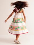 Mini Boden Kids' Rainbow Palm Twirly Ric Rac Tiered Dress, Multi