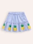 Mini Boden Kids' Appliqué Skirt, Ivory/Surf Blue