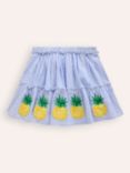 Mini Boden Kids' Appliqué Skirt, Ivory/Surf Blue