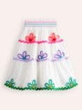 Mini Boden Kids' Ric Rac Detail Cotton Skirt, White/Multi