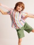 Mini Boden Kids' Cotton Linen Blend Shirt, Multi