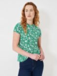 Crew Clothing Floral Print T-Shirt, Emerald Green/White