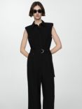 Mango Matty Linen Blend Belted Jumpsuit