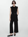 Mango Matty Linen Blend Belted Jumpsuit