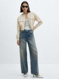 Mango Picola Cropped Cargo Bomber Jacket, Light Beige