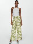Mango Plumas Bow Floral Print Trousers, Green/Multi