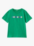 Benetton Kids' Logo Short Sleeve T-Shirt, Intense Green