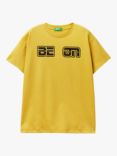 Benetton Kids' Be On Short Sleeve T-Shirt, Ochre