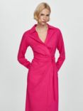 Mango Carola Tie Detail Linen Blend Dress, Bright Pink