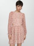 Mango Simona Side Cutout Paisley Print Mini Dress, Light Pastel Pink
