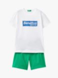 Benetton Kids' T-Shirt & Shorts Set, Optical White/Green