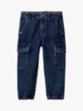 Benetton Boy's Slim Fit Cargo Jeans, Blue