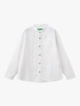 Benetton Kids' Linen Blend Long Sleeve Grandad Collar Shirt