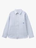 Benetton Kids' Oxford Stripe Long Sleeve Shirt, Blue/Multi
