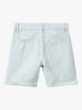 Benetton Kids' Checked Linen Cotton Blend Shorts, Blue/Multi