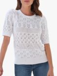 Pure Collection Crochet Cotton Top, White