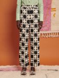 GHOSPELL Carla Crochet Trousers, Black/White
