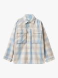 Benetton Kids' Checked Casual Pocket Long Sleeve Shirt, Blue/Multi