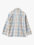 Benetton Kids' Checked Casual Pocket Long Sleeve Shirt, Blue/Multi