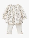 Benetton Baby Unicorn Print Sweatshirt & Textured Leggings Set, Cream/Multi