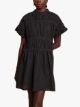GHOSPELL Yasmin Ruched Linen Blend Mini Dress, Black